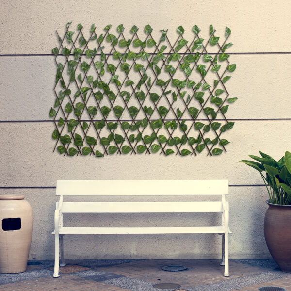 GloboStar® Artificial Garden GOLDEN POTHOS 78496 Πτυσσόμενη Πέργκολα Τεχνητής Φυλλωσιάς – Κάθετος Κήπος Σύνθεση Πόθος Μ110 x Π10 x Υ120cm (min) Μ310 x Π10 x Υ45cm (max)
