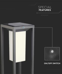 LED ηλιακό φωτιστικό επιδαπέδιο 2W Θερμό λευκό 3000K Μαύρο σώμα με ανιχνευτή V-TAC – 785