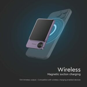 Μαγνητικό Power Bank με Ασύρματη Φόρτιση 5000mAh V-TAC Μωβ – 7851