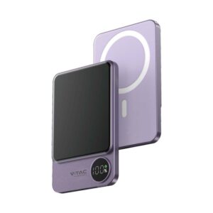 Μαγνητικό Power Bank με Ασύρματη Φόρτιση 5000mAh V-TAC Μωβ – 7851