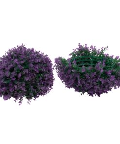 GloboStar® 78521 Artificial – Συνθετικό Τεχνητό Διακοσμητικό Φυτό Θάμνος Πυξάρι Πράσινο – Μωβ Φ36cm