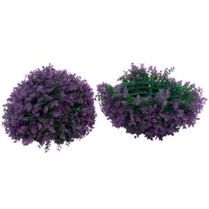 GloboStar® 78521 Artificial – Συνθετικό Τεχνητό Διακοσμητικό Φυτό Θάμνος Πυξάρι Πράσινο – Μωβ Φ36cm