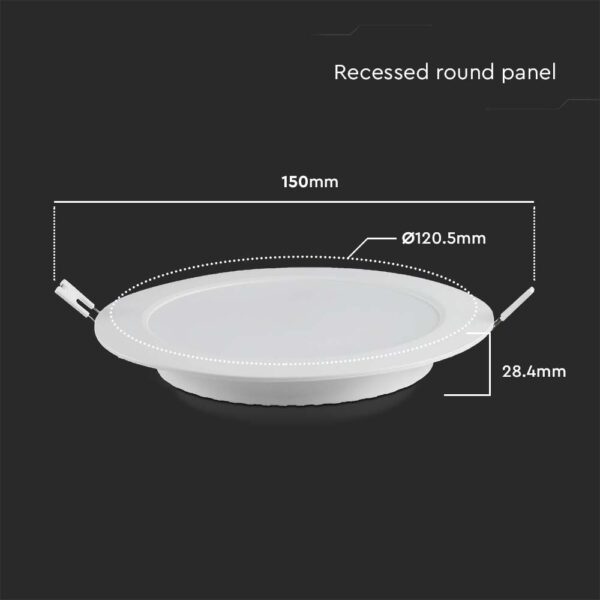 LED Panel Χωνευτό Στρογγυλό 3W Φ90 V-TAC 330lm Θερμό Λευκό 3000K – 7855
