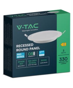 3W LED Panel V-TAC SAMSUNG Chip Χωνευτό Κυκλικό Φ9cm 330lm 3000K V-TAC – 78551