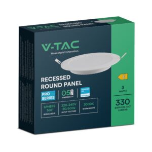 3W LED Panel V-TAC SAMSUNG Chip Χωνευτό Κυκλικό Φ9cm 330lm 3000K V-TAC – 78551