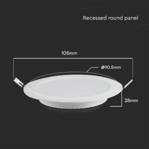 3W LED Panel V-TAC SAMSUNG Chip Χωνευτό Κυκλικό Φ9cm 330lm 3000K V-TAC – 78551
