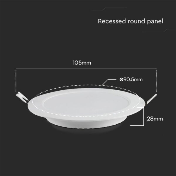 3W LED Panel V-TAC SAMSUNG Chip Χωνευτό Κυκλικό Φ9cm 330lm 3000K V-TAC – 78551