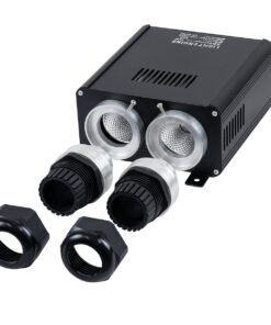 GloboStar® 78566 Μηχανή Οπτικής Ίνας Διπλής Κεφαλής – Fiber Optic Light Machine Double Head LED 45W AC 220-240V με Ασύρματο Χειριστήριο RF 2.4Ghz Μ16 x Π26 x Υ8.5cm RGB – 2 Years Warranty