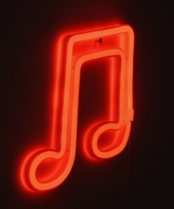 GloboStar® 78569 Φωτιστικό Ταμπέλα Φωτεινή Επιγραφή NEON LED Σήμανσης MUSIC NOTE 5W με Καλώδιο Τροφοδοσίας USB – Μπαταρίας 3xAAA (Δεν Περιλαμβάνονται) – Κόκκινο