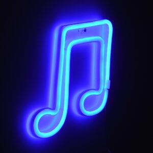 GloboStar® 78570 Φωτιστικό Ταμπέλα Φωτεινή Επιγραφή NEON LED Σήμανσης MUSIC NOTE 5W με Καλώδιο Τροφοδοσίας USB – Μπαταρίας 3xAAA (Δεν Περιλαμβάνονται) – Γαλάζιο