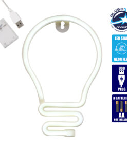 GloboStar® 78576 Φωτιστικό Ταμπέλα Φωτεινή Επιγραφή NEON LED Σήμανσης LAMP 5W με Καλώδιο Τροφοδοσίας USB – Μπαταρίας 3xAAA (Δεν Περιλαμβάνονται) – Ψυχρό Λευκό 6000K