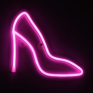 GloboStar® 78577 Φωτιστικό Ταμπέλα Φωτεινή Επιγραφή NEON LED Σήμανσης WOMEN SHOES 5W με Καλώδιο Τροφοδοσίας USB – Μπαταρίας 3xAAA (Δεν Περιλαμβάνονται) – Ροζ