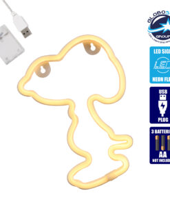 GloboStar® 78578 Φωτιστικό Ταμπέλα Φωτεινή Επιγραφή NEON LED Σήμανσης SNOOPY 5W με Καλώδιο Τροφοδοσίας USB – Μπαταρίας 3xAAA (Δεν Περιλαμβάνονται) – Θερμό Λευκό 2700K