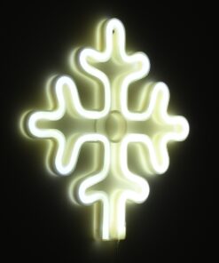 GloboStar® 78581 Φωτιστικό Ταμπέλα Φωτεινή Επιγραφή NEON LED Σήμανσης SNOWFLAKE 5W με Καλώδιο Τροφοδοσίας USB – Μπαταρίας 3xAAA (Δεν Περιλαμβάνονται) – Ψυχρό Λευκό 6000K