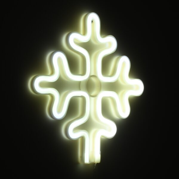 GloboStar® 78581 Φωτιστικό Ταμπέλα Φωτεινή Επιγραφή NEON LED Σήμανσης SNOWFLAKE 5W με Καλώδιο Τροφοδοσίας USB – Μπαταρίας 3xAAA (Δεν Περιλαμβάνονται) – Ψυχρό Λευκό 6000K