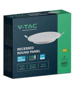 6W LED Panel V-TAC SAMSUNG Chip Χωνευτό Στρογγυλό Φ120 Λευκό 660lm 3000K V-TAC – 78581