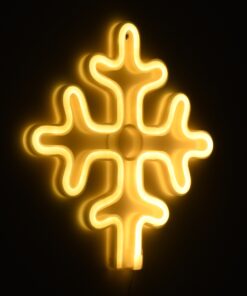 GloboStar® 78582 Φωτιστικό Ταμπέλα Φωτεινή Επιγραφή NEON LED Σήμανσης SNOWFLAKE 5W με Καλώδιο Τροφοδοσίας USB – Μπαταρίας 3xAAA (Δεν Περιλαμβάνονται) – Θερμό Λευκό 2700K