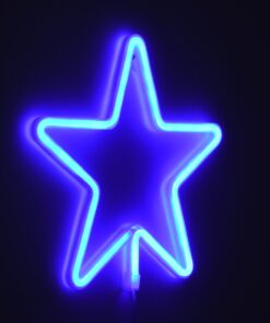 GloboStar® 78583 Φωτιστικό Ταμπέλα Φωτεινή Επιγραφή NEON LED Σήμανσης STAR 5W με Καλώδιο Τροφοδοσίας USB – Μπαταρίας 3xAAA (Δεν Περιλαμβάνονται) – Γαλάζιο