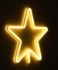 GloboStar® 78585 Φωτιστικό Ταμπέλα Φωτεινή Επιγραφή NEON LED Σήμανσης STAR 5W με Καλώδιο Τροφοδοσίας USB – Μπαταρίας 3xAAA (Δεν Περιλαμβάνονται) – Θερμό Λευκό 2700K