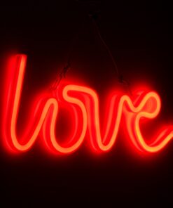 GloboStar® 78587 Φωτιστικό Ταμπέλα Φωτεινή Επιγραφή NEON LED Σήμανσης LOVE 5W με Καλώδιο Τροφοδοσίας USB – Μπαταρίας 3xAAA (Δεν Περιλαμβάνονται) – Κόκκινο