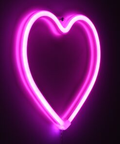 GloboStar® 78592 Φωτιστικό Ταμπέλα Φωτεινή Επιγραφή NEON LED Σήμανσης HEART 5W με Καλώδιο Τροφοδοσίας USB – Μπαταρίας 3xAAA (Δεν Περιλαμβάνονται) – Ροζ