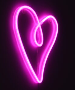 GloboStar® 78594 Φωτιστικό Ταμπέλα Φωτεινή Επιγραφή NEON LED Σήμανσης CALLIGRAPHIC HEART LINE 5W με Καλώδιο Τροφοδοσίας USB – Μπαταρίας 3xAAA (Δεν Περιλαμβάνονται) – Ροζ