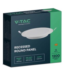 LED Panel Χωνευτό Στρογγυλό 12W Φ170 V-TAC 1200lm Θερμό Λευκό 3000K – 7861