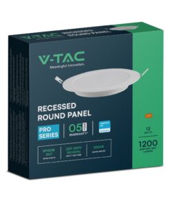 12W LED SAMSUNG Chip Panel Στρογγυλό Φ170 Χωνευτό 1200lm Φυσικό 4000K VTAC – 78621