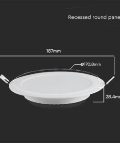 12W LED SAMSUNG Chip Panel Στρογγυλό Φ120 Χωνευτό 1200lm Θερμό 3000K VTAC – 78611