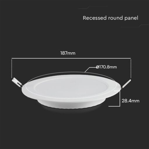 12W LED SAMSUNG Chip Panel Στρογγυλό Φ170 Χωνευτό 1200lm Φυσικό 4000K VTAC – 78621