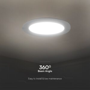 12W LED SAMSUNG Chip Panel Στρογγυλό Φ120 Χωνευτό 1200lm Θερμό 3000K VTAC – 78611