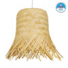 GloboStar® HAWAII 01201 Vintage Κρεμαστό Φωτιστικό Οροφής Μονόφωτο 1 x E27 Μπέζ Ξύλινο Ψάθινο Bamboo Φ28 x Y25cm