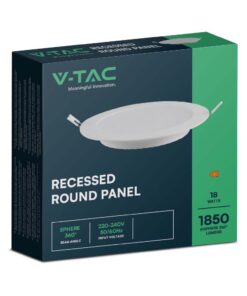 LED Panel Χωνευτό Στρογγυλό 18W Φ220 V-TAC 1850lm Θερμό Λευκό 3000K – 7864