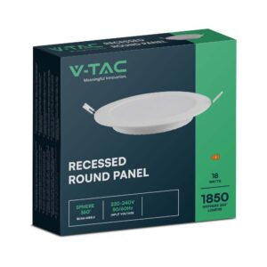 LED Panel Χωνευτό Στρογγυλό 18W Φ220 V-TAC 1850lm Θερμό Λευκό 3000K – 7864
