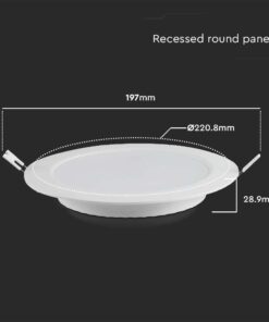 LED Panel Χωνευτό Στρογγυλό 18W Φ220 V-TAC 1850lm Θερμό Λευκό 3000K – 7864
