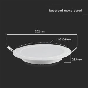 18W LED Panel V-TAC SAMSUNG Chip Λευκό Χωνευτό Στρογγυλό Φ220 1850lm 3000K V-TAC – 78641