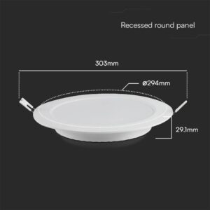 24W LED SAMSUNG Chip Panel Στρογγυλό Φ290 Χωνευτό 2640lm 6500K VTAC – 78691