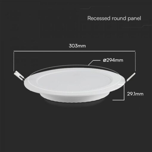 24W LED SAMSUNG Chip Panel Στρογγυλό Φ290 Χωνευτό 2500lm 3000K VTAC – 78671