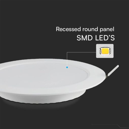 24W LED SAMSUNG Chip Panel Στρογγυλό Φ290 Χωνευτό 2640lm 6500K VTAC – 78691