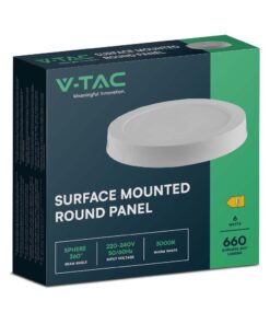 LED Panel Επιφανειακό Στρογγυλό 6W Φ120 V-TAC 660lm Θερμό Λευκό 3000K – 7870