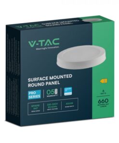6W LED SAMSUNG Chip Panel Στρογγυλό Φ120 Επιφανειακό 660lm Φυσικό 4000K VTAC – 78711