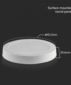 6W LED SAMSUNG Chip Panel Στρογγυλό Φ120 Επιφανειακό 660lm θερμό 3000K VTAC – 78701