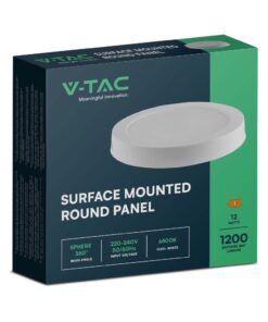 LED Panel Επιφανειακό Στρογγυλό 12W Φ170 V-TAC 1200lm Θερμό Λευκό 3000K – 7873