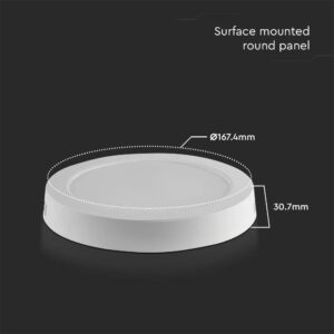 LED Panel Επιφανειακό Στρογγυλό 12W Φ170 V-TAC 1200lm Θερμό Λευκό 3000K – 7873
