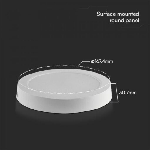 12W LED SAMSUNG Chip Panel Στρογγυλό Φ170 Επιφανειακό 1200lm Ψυχρό 6400K VTAC – 78751