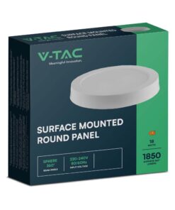 LED Panel Επιφανειακό Στρογγυλό 18W Φ220 V-TAC 1850lm Θερμό Λευκό 3000K – 7876