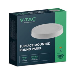 LED Panel Επιφανειακό Στρογγυλό 18W Φ220 V-TAC 1850lm Θερμό Λευκό 3000K – 7876