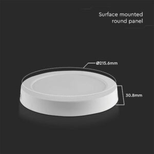 LED Panel Επιφανειακό Στρογγυλό 18W Φ220 V-TAC 1850lm Θερμό Λευκό 3000K – 7876