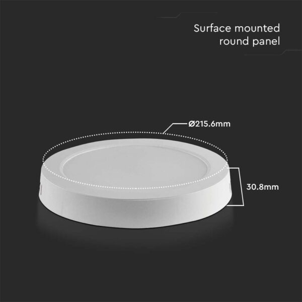 LED Panel Επιφανειακό Στρογγυλό 18W Φ220 V-TAC 1850lm Θερμό Λευκό 3000K – 7876
