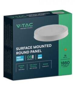 18W LED SAMSUNG Chip Panel Στρογγυλό Επιφανειακό 1850lm 3000K VTAC – 78761